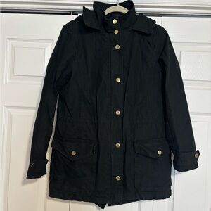 GAP Black Denim Hooded Insulated Coat